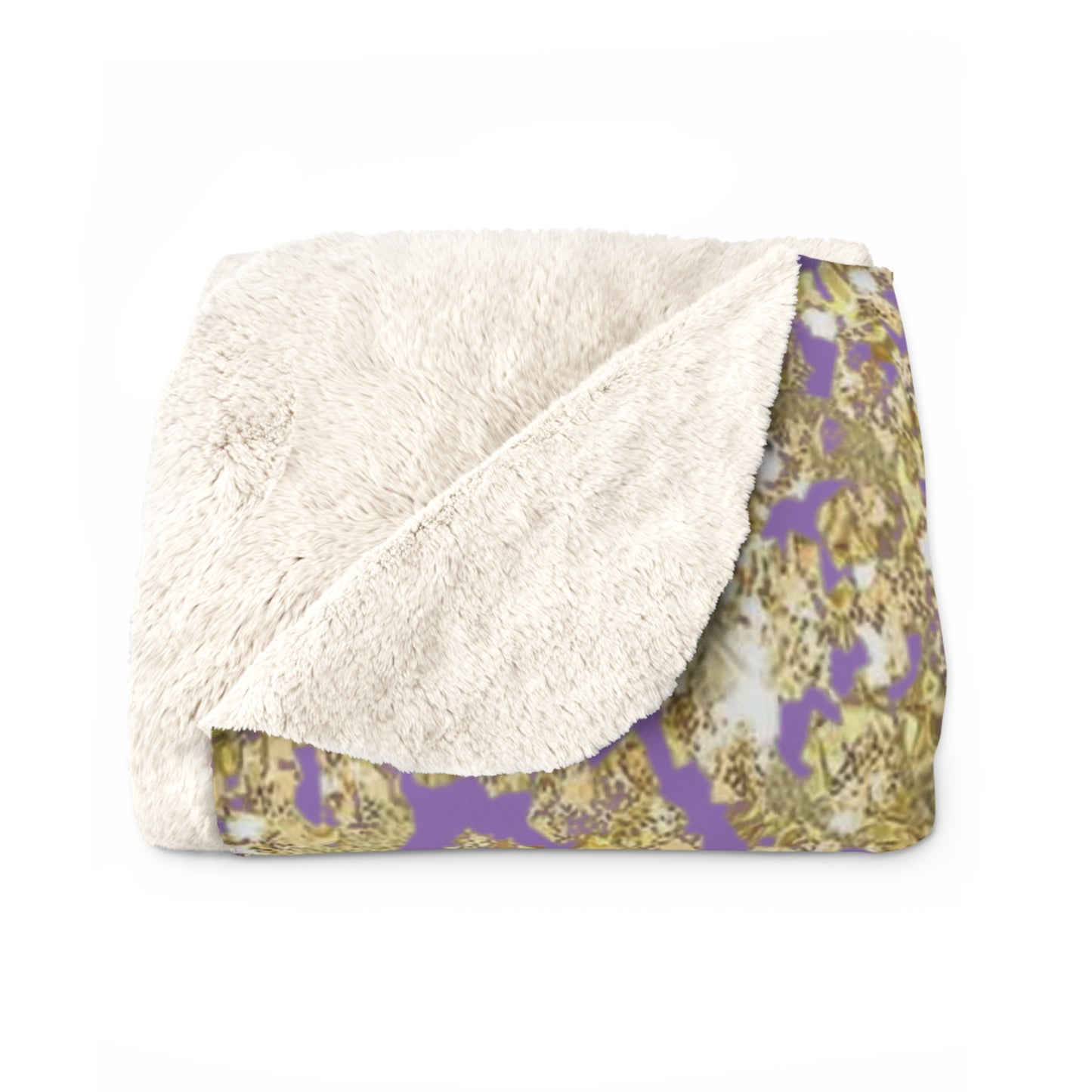 Gold Glitter Leopard Sherpa Blanket — Purple Animal Print Cozy Throw