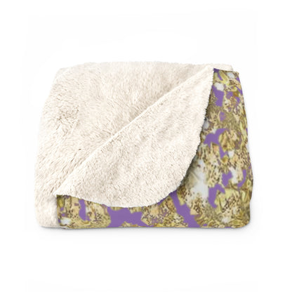 Gold Glitter Leopard Sherpa Blanket — Purple Animal Print Cozy Throw