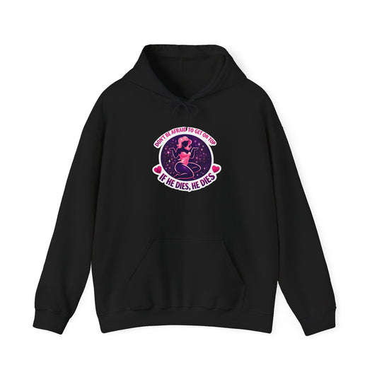 Hoodie — "Don't Be Afraid to Get Old. If He Dies, He Dies" Retro Flamingo Graphic