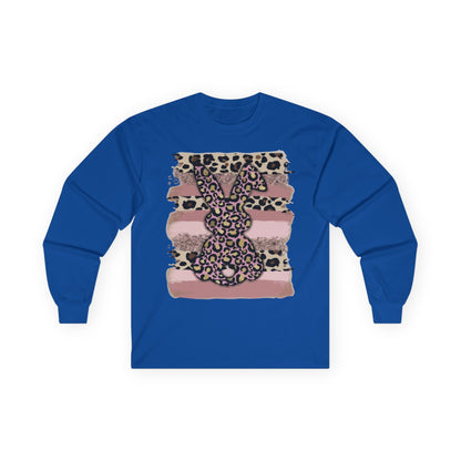 Leopard Bunny Long Sleeve Tee — Pink Stripes & Animal Print