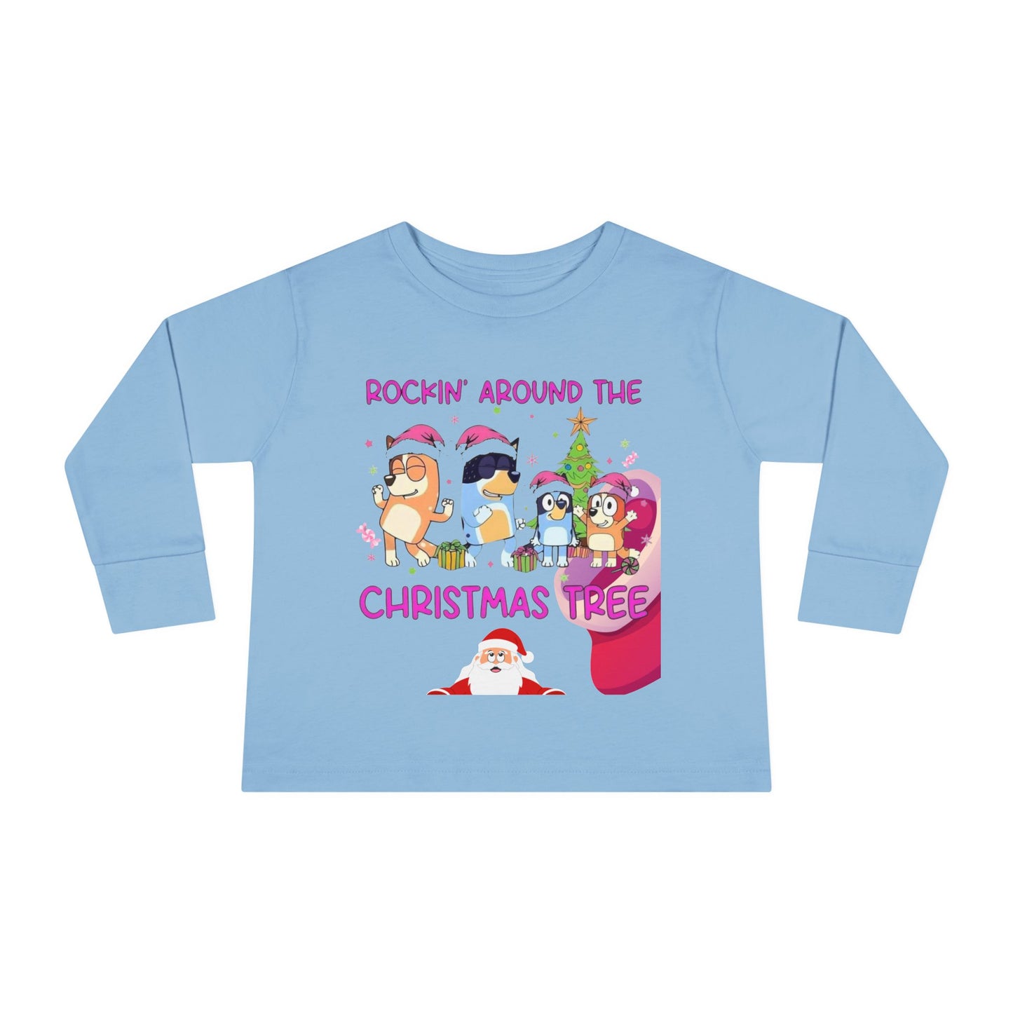 Toddler Long Sleeve Tee - "Rockin' Around the Christmas Tree" Cute Holiday Animal Choir Shirt