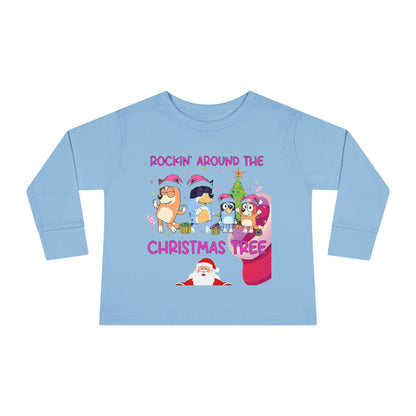 Toddler Long Sleeve Tee - "Rockin' Around the Christmas Tree" Cute Holiday Animal Choir Shirt