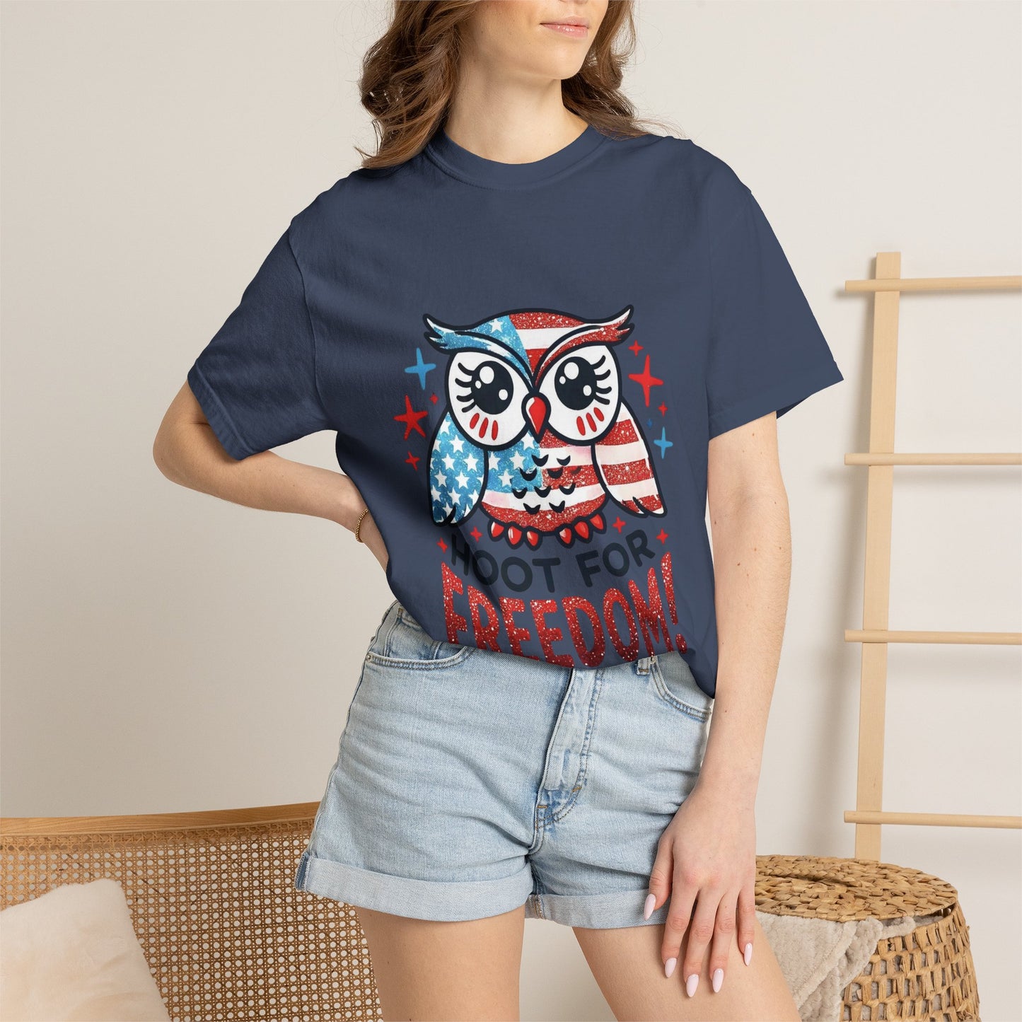 Patriotic 'Hoot for Freedom' Owl T-Shirt