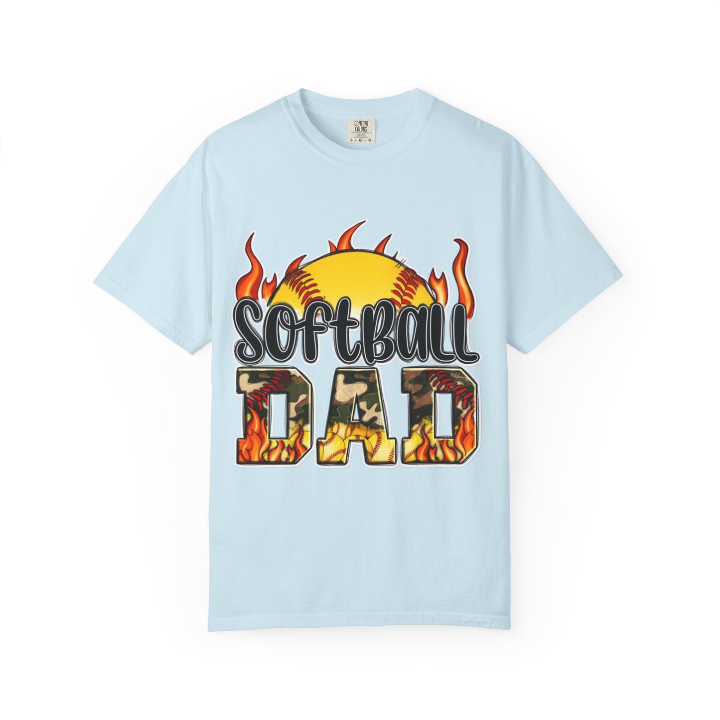 Softball Dad T-Shirt — Flaming Softball Design