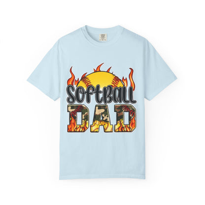 Softball Dad T-Shirt — Flaming Softball Design