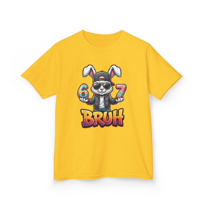 Kids 'Bruh 6 7' Bunny Graphic Tee — Cool Cartoon Bunny Shirt for Kids