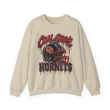 Crewneck Sweatshirt — Coal Grove Hornets Football Helmet Drip Design