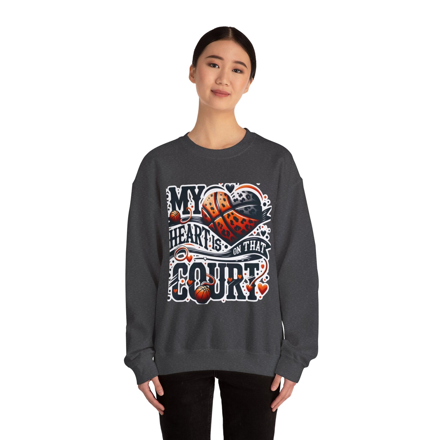 Basketball 'My ❤️Is On That Court' Crewneck Sweatshirt