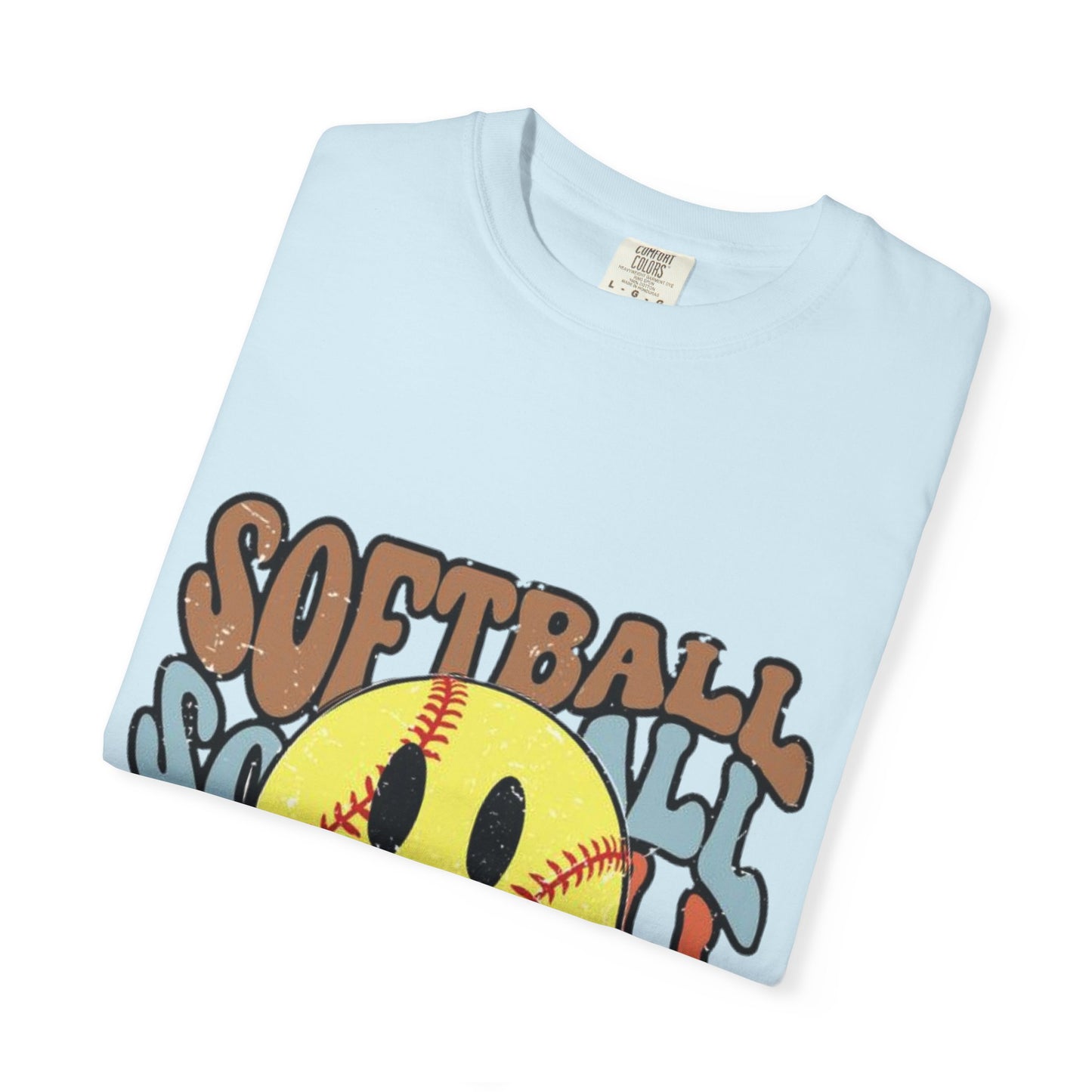 Softball Smile T-Shirt — Retro Smiley Softball Graphic Tee