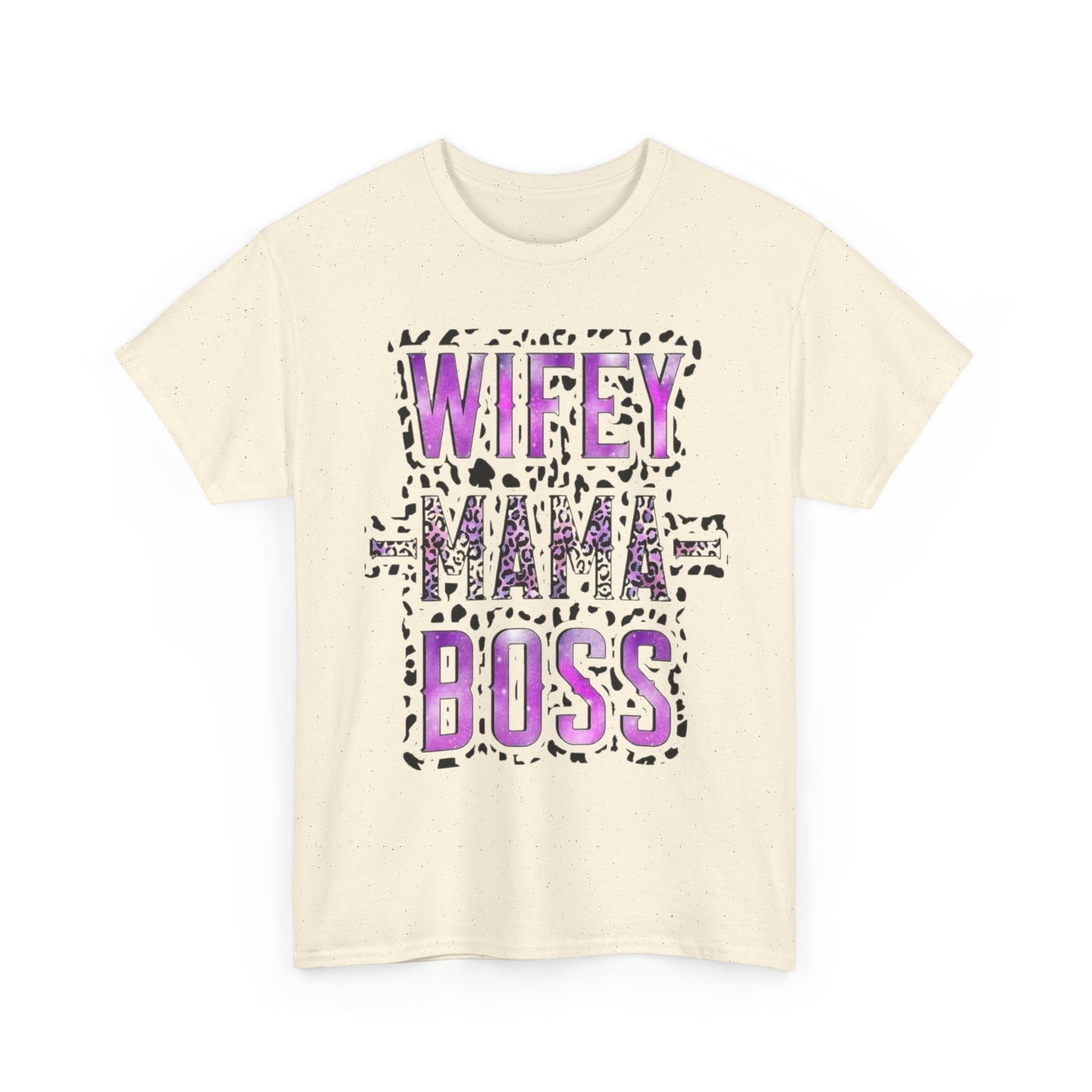 Wifey Mama Boss T-Shirt — Purple Leopard Graphic Tee for Moms