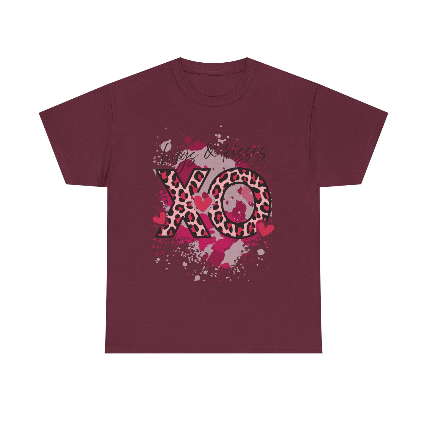 XO Hugs & Kisses Leopard Print Tee — Valentine's Day Graphic Shirt