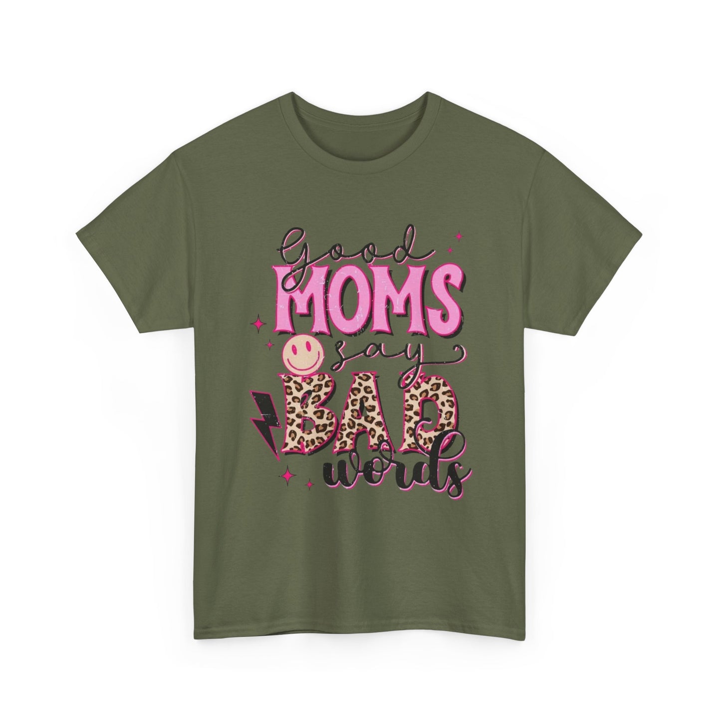 T-Shirt — "Good Moms Say Bad Words" Pink Leopard Graphic Mother's Day Tee