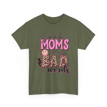 T-Shirt — "Good Moms Say Bad Words" Pink Leopard Graphic Mother's Day Tee