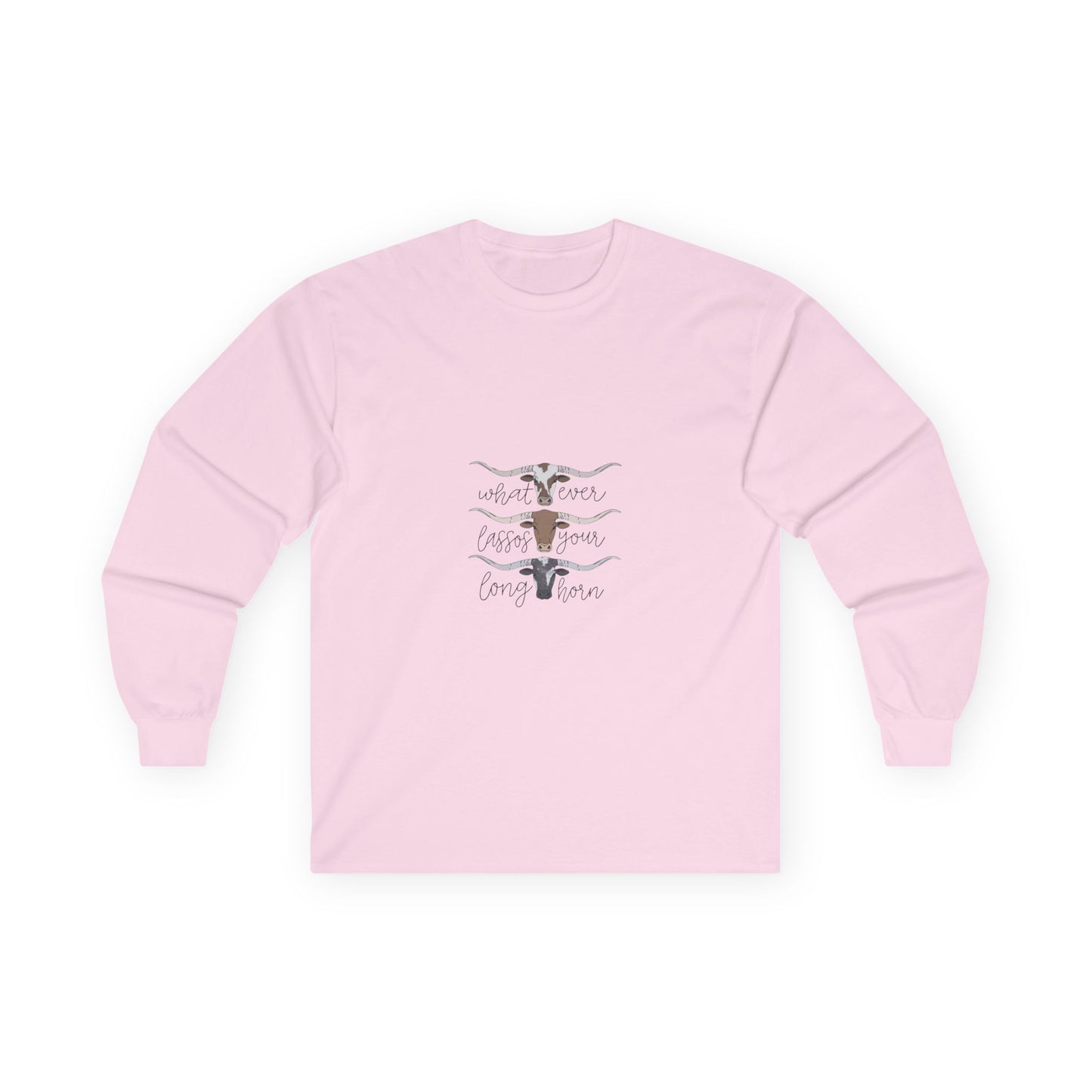 Longhorn Trio Long Sleeve Tee – 'Stay Humble Hustle Hard' Western Graphic