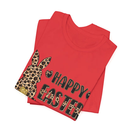 Leopard Print 'Happy Easter' Bunny Tee