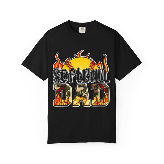 Softball Dad T-Shirt — Flaming Softball Design