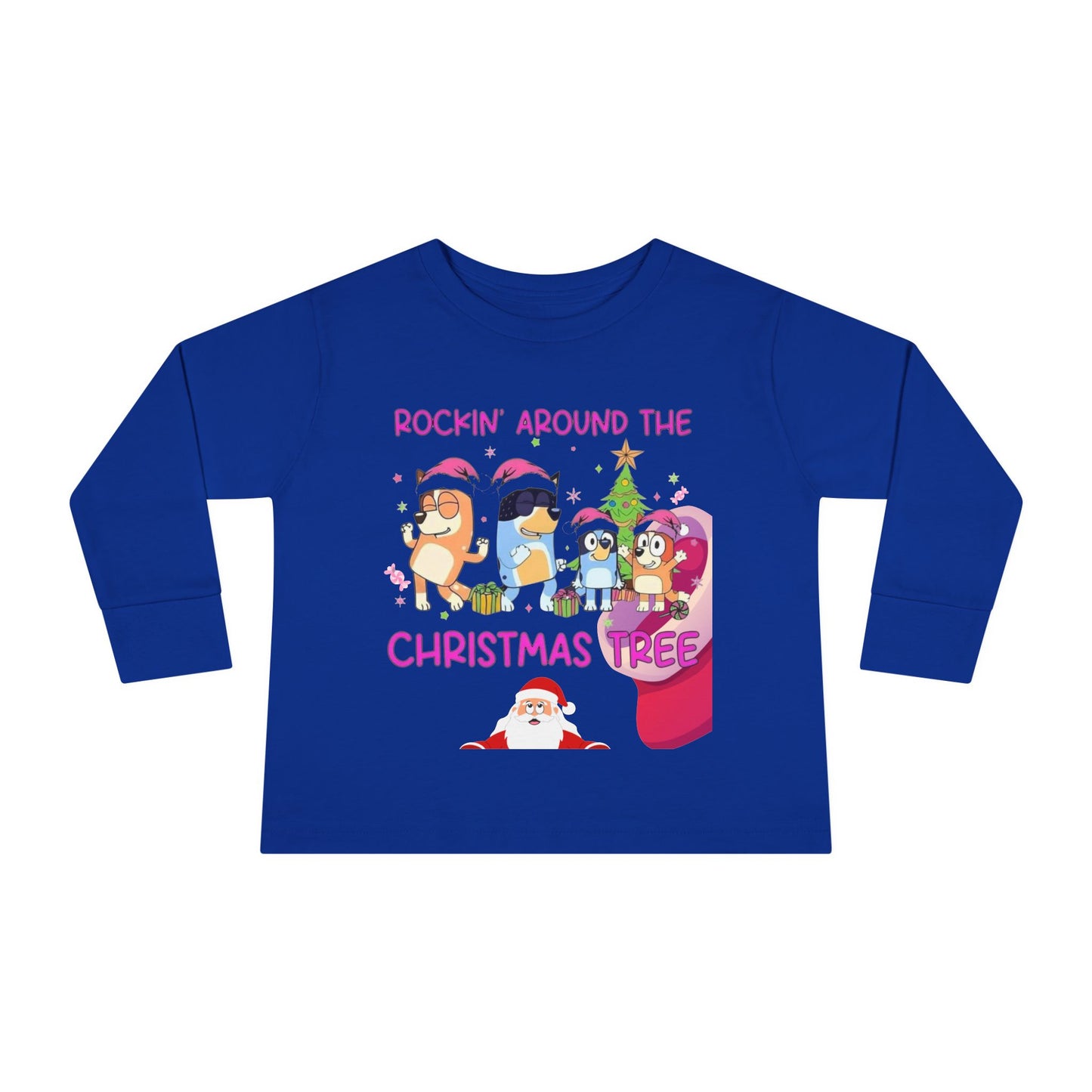 Toddler Long Sleeve Tee - "Rockin' Around the Christmas Tree" Cute Holiday Animal Choir Shirt