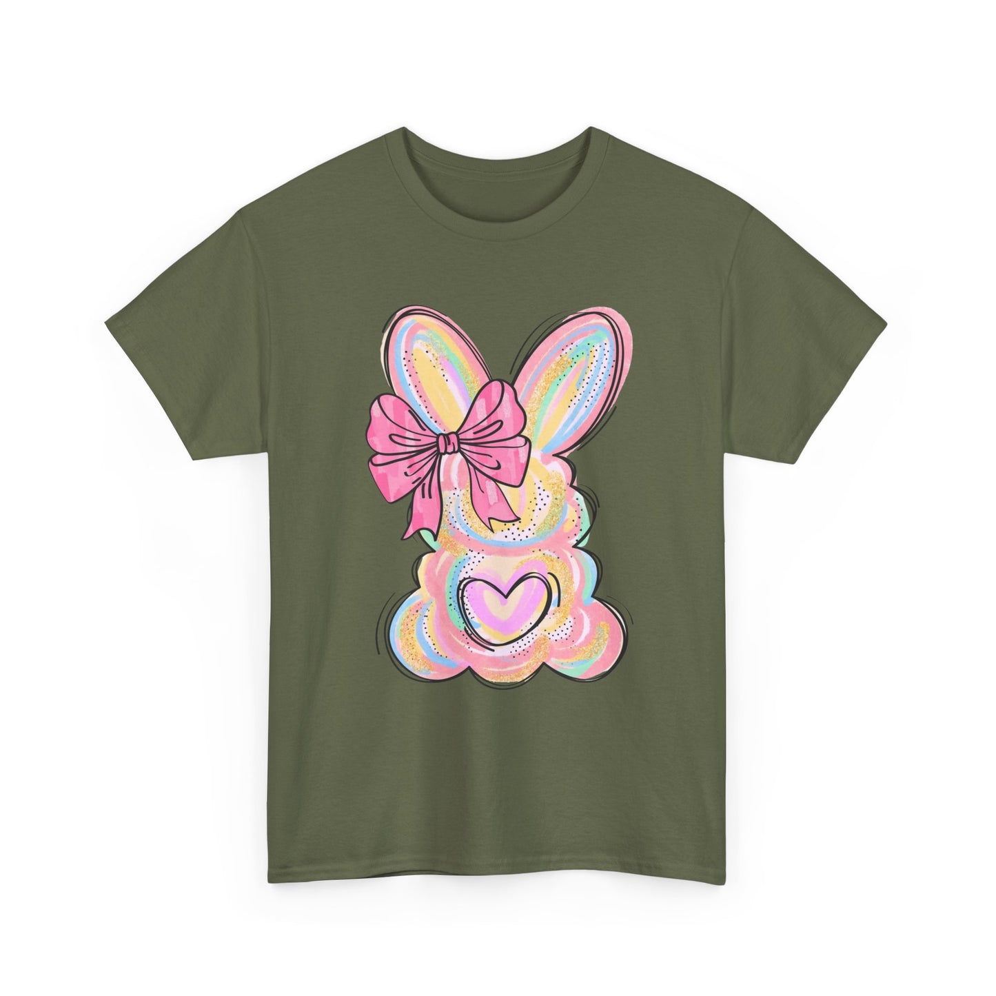 Pastel Bunny Heart T‑Shirt — Cute Easter Bunny Tee with Bow
