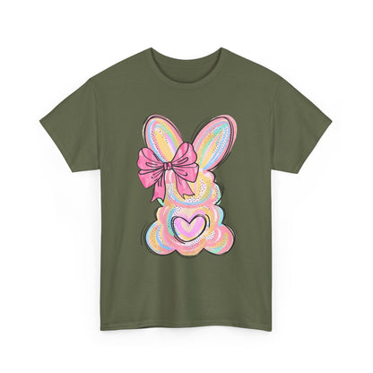 Pastel Bunny Heart T‑Shirt — Cute Easter Bunny Tee with Bow