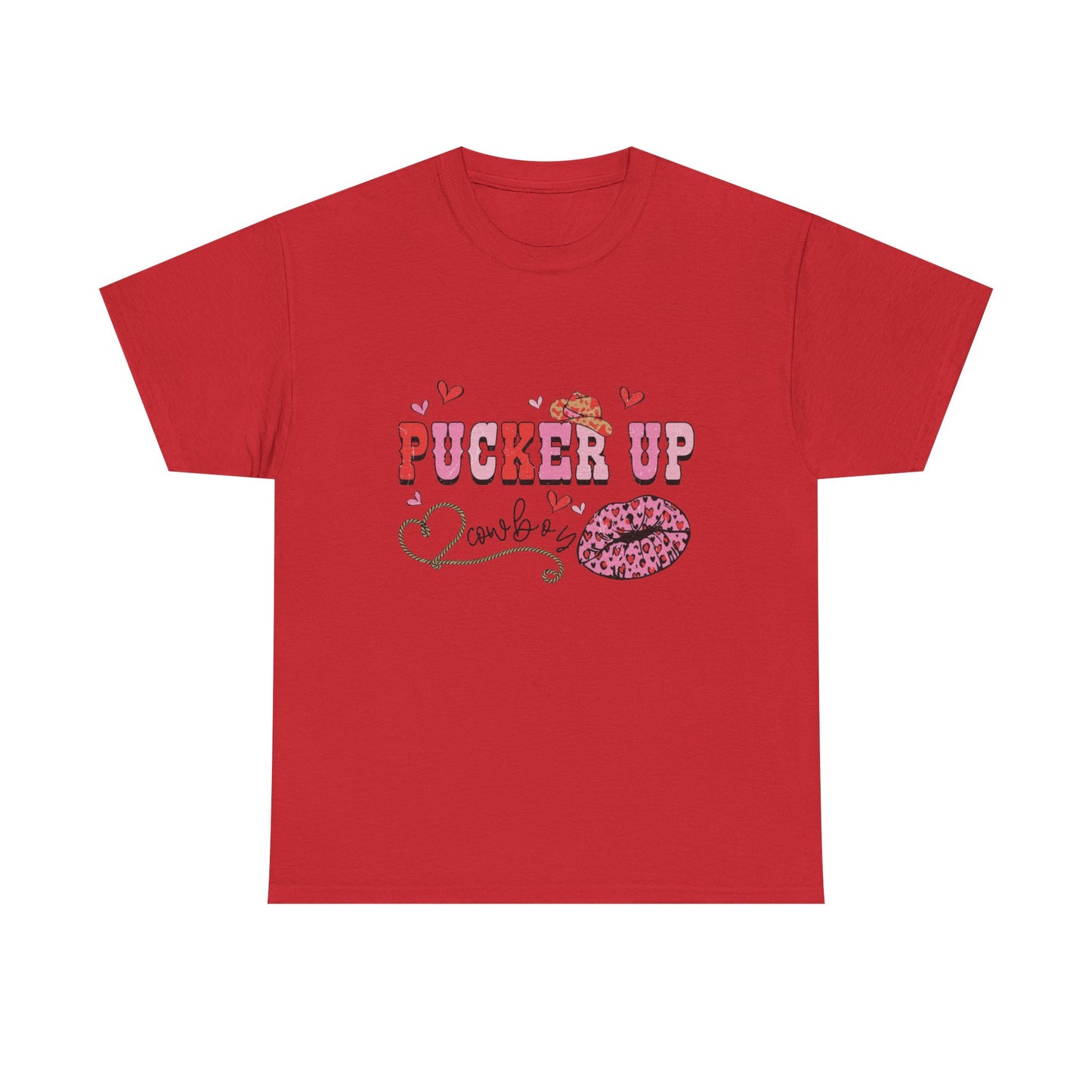 Pucker Up Kiss Graphic Tee – Cute Valentine’s Day Leopard Lip Design