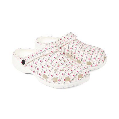 Cupid's Arrow- Merch- White Bow & Arrow Design- Colorful EVA Foam Clogs