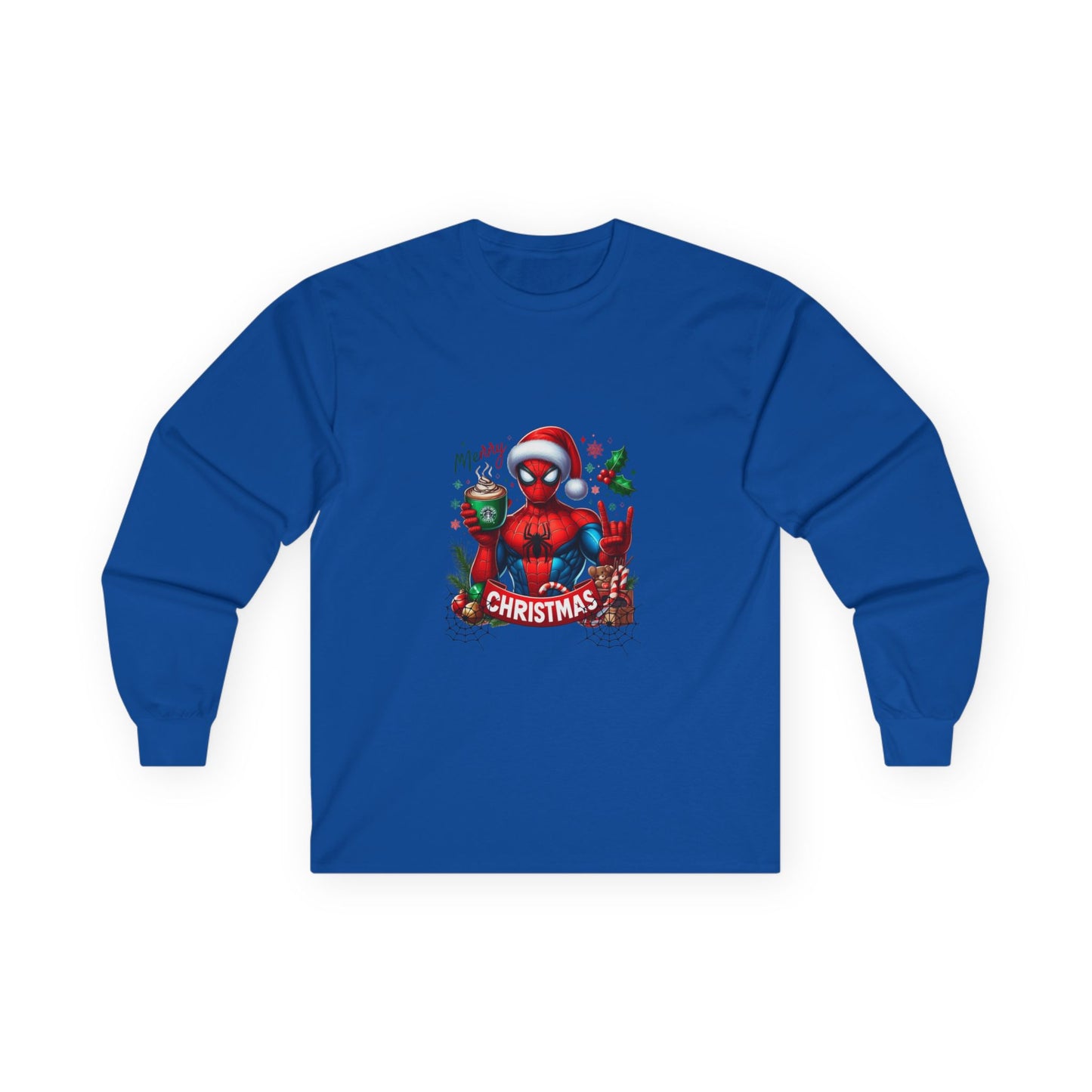 Christmas and Coffee with Spidey- Unisex Ultra Cotton Long Sleeve Tee