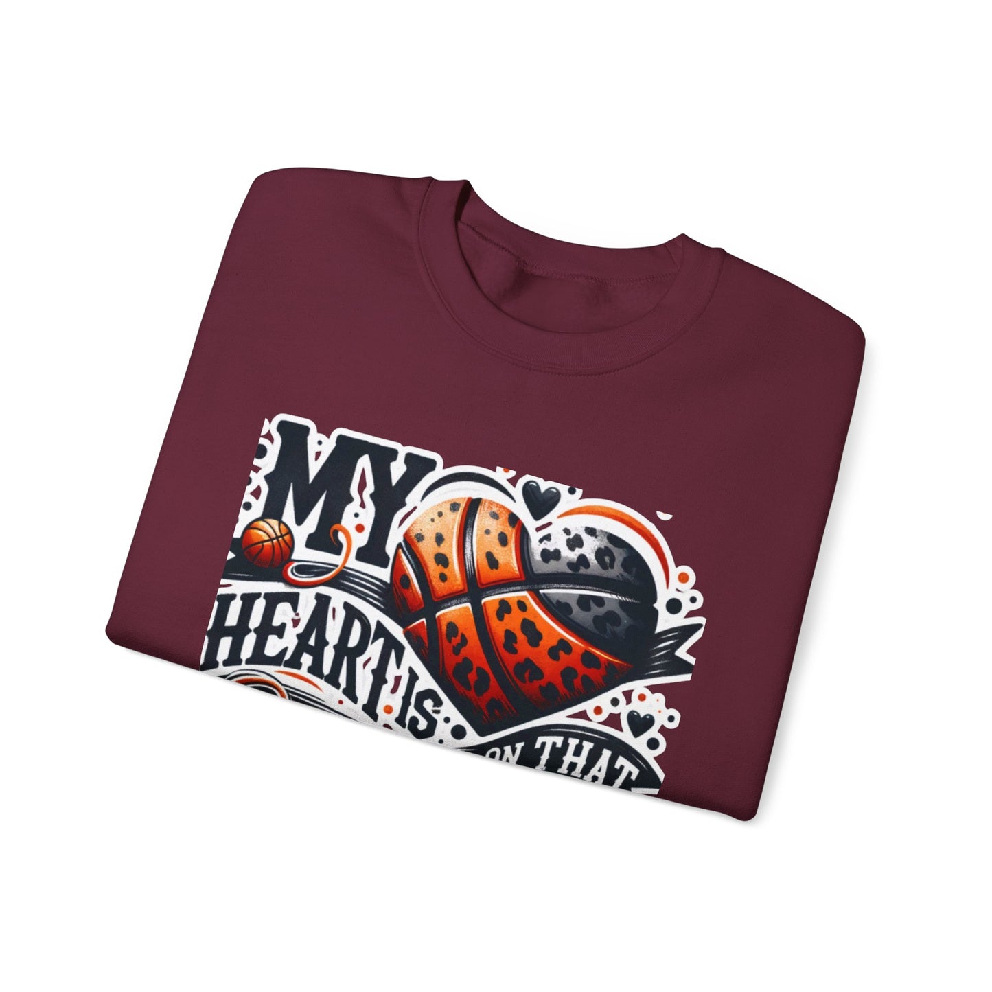 Basketball 'My ❤️Is On That Court' Crewneck Sweatshirt