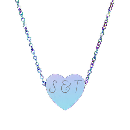 Engravable Heart Necklace — Personalized Initials Pendant (Custom "S & T")