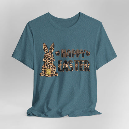 Leopard Print 'Happy Easter' Bunny Tee