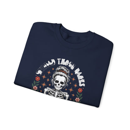 Skeleton Reading Sweatshirt — "And Then There Were None" Floral Gothic Crewneck