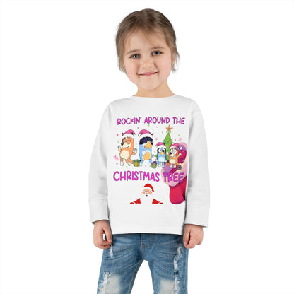 Toddler Long Sleeve Tee - "Rockin' Around the Christmas Tree" Cute Holiday Animal Choir Shirt