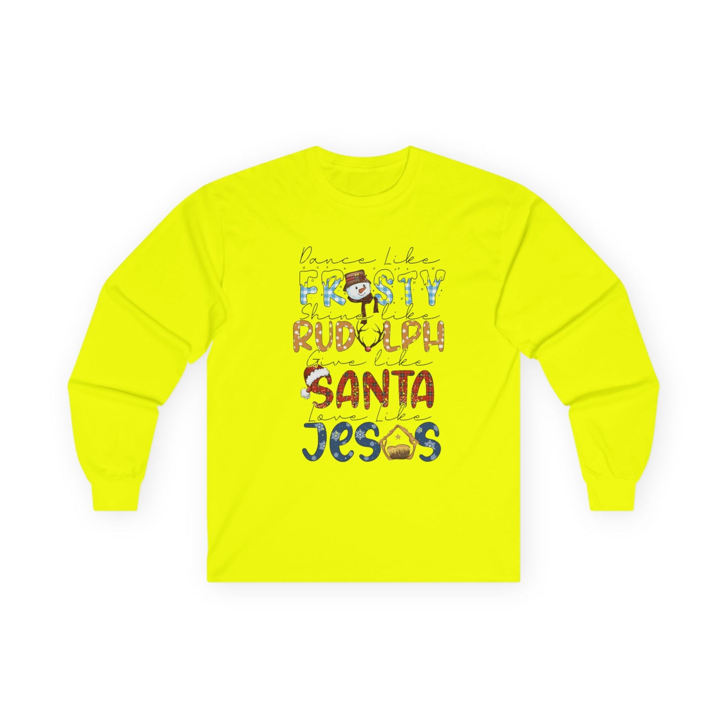 Long Sleeve Tee — Frosty, Rudolph, Santa, Jesus Design