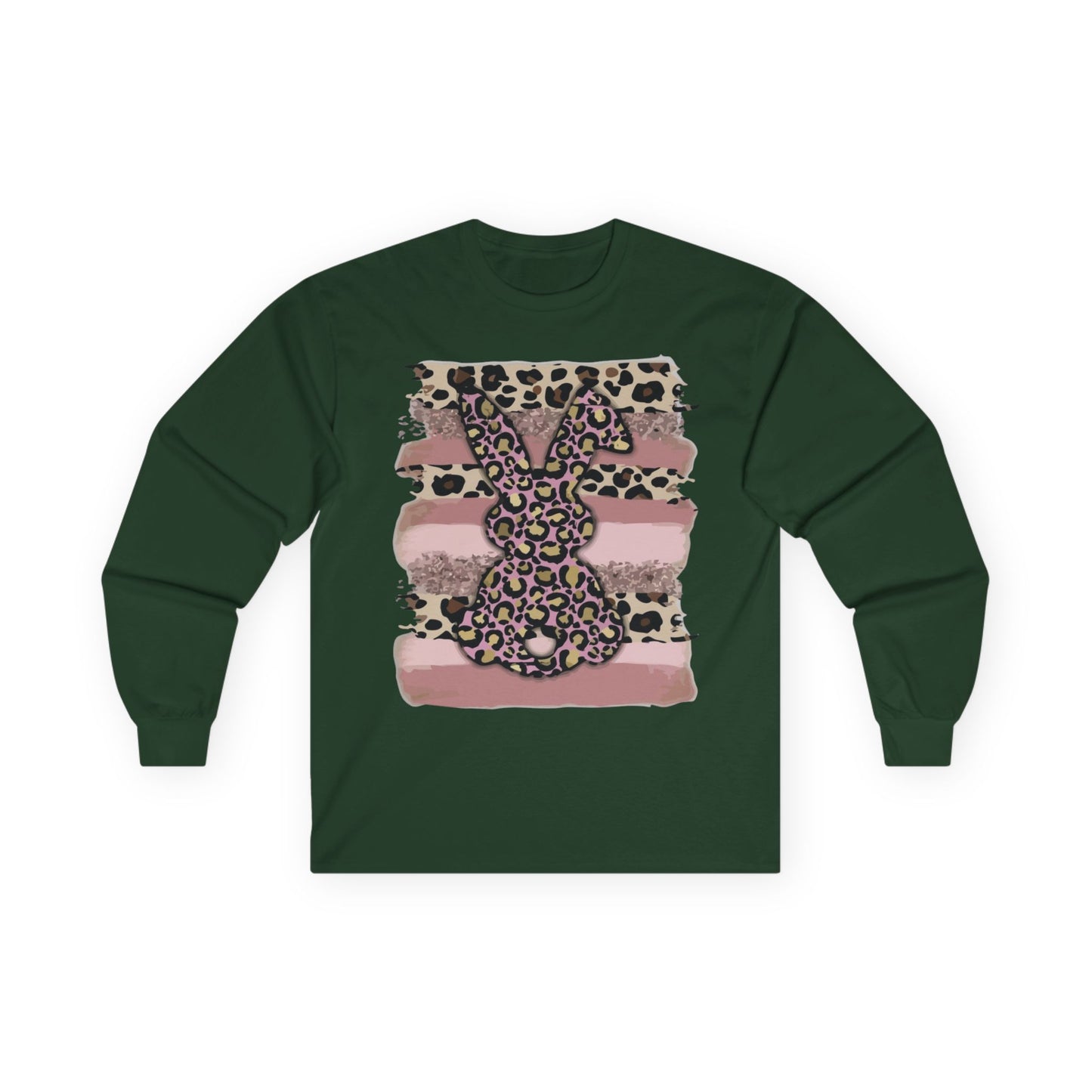 Leopard Bunny Long Sleeve Tee — Pink Stripes & Animal Print