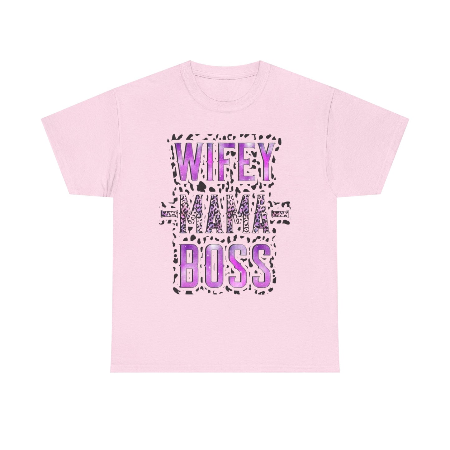 Wifey Mama Boss T-Shirt — Purple Leopard Graphic Tee for Moms