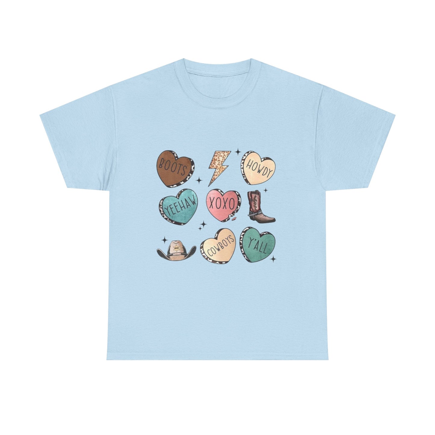 Cowgirl Candy Heart Tee — Cute Western Hearts Graphic T-Shirt (XOXO, Howdy, Y'all)