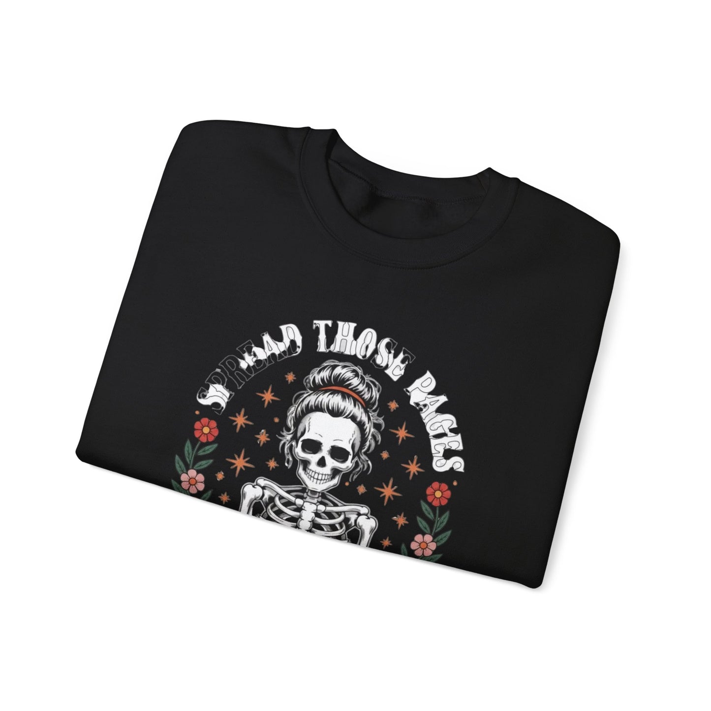 Skeleton Reading Sweatshirt — "And Then There Were None" Floral Gothic Crewneck