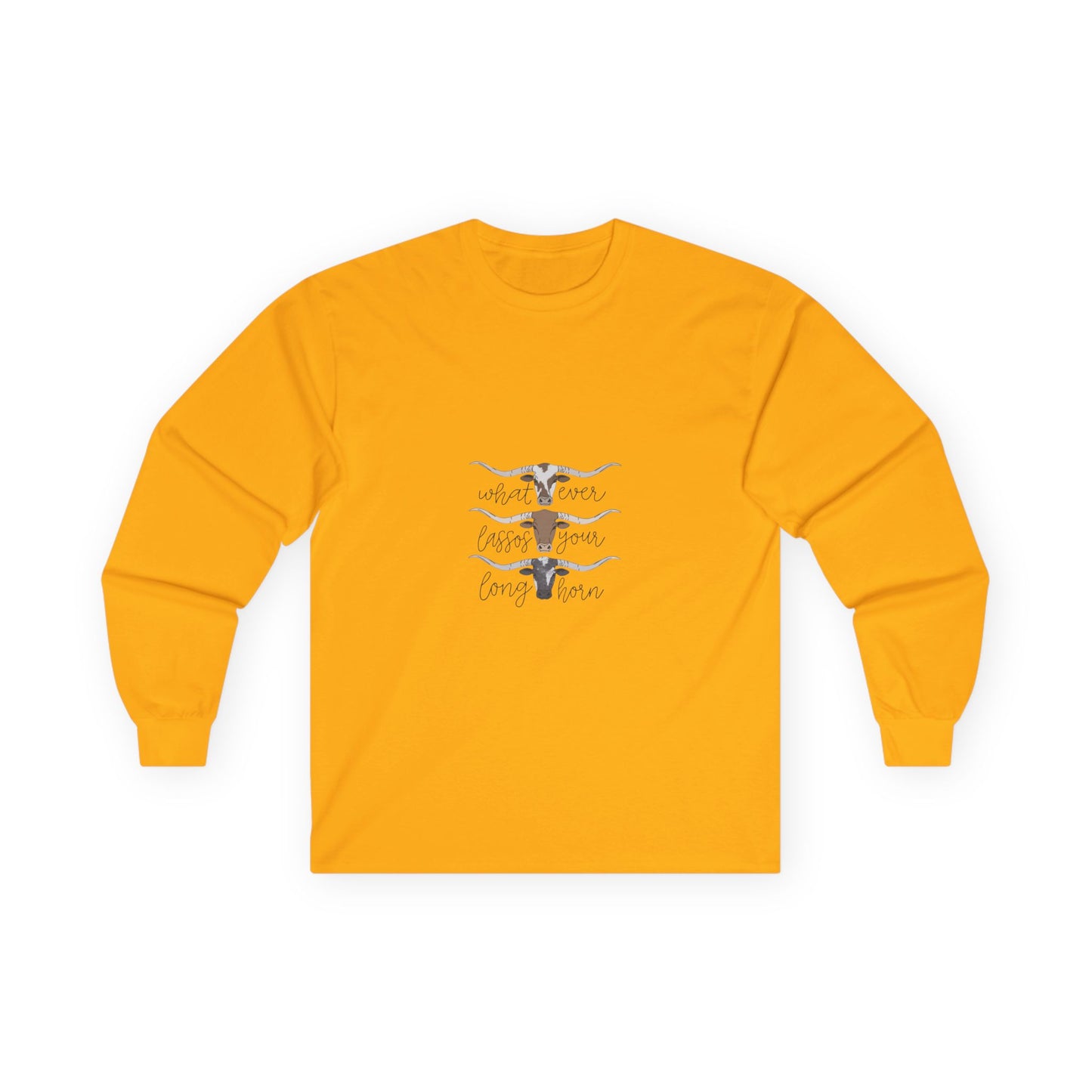 Longhorn Trio Long Sleeve Tee – 'Stay Humble Hustle Hard' Western Graphic