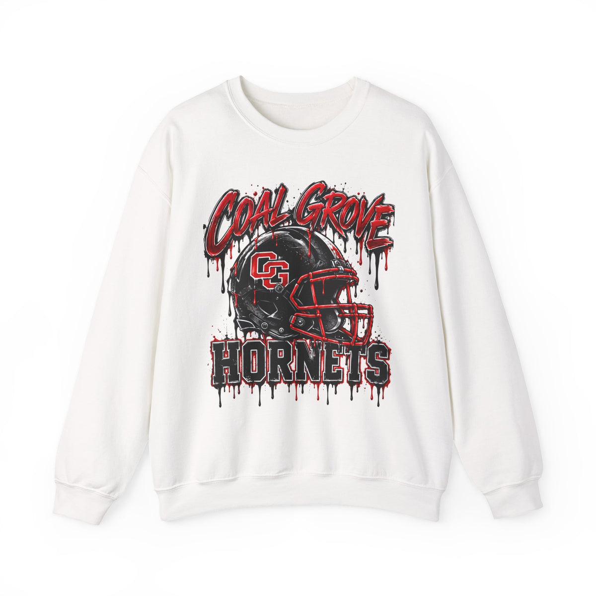 Crewneck Sweatshirt — Coal Grove Hornets Football Helmet Drip Design