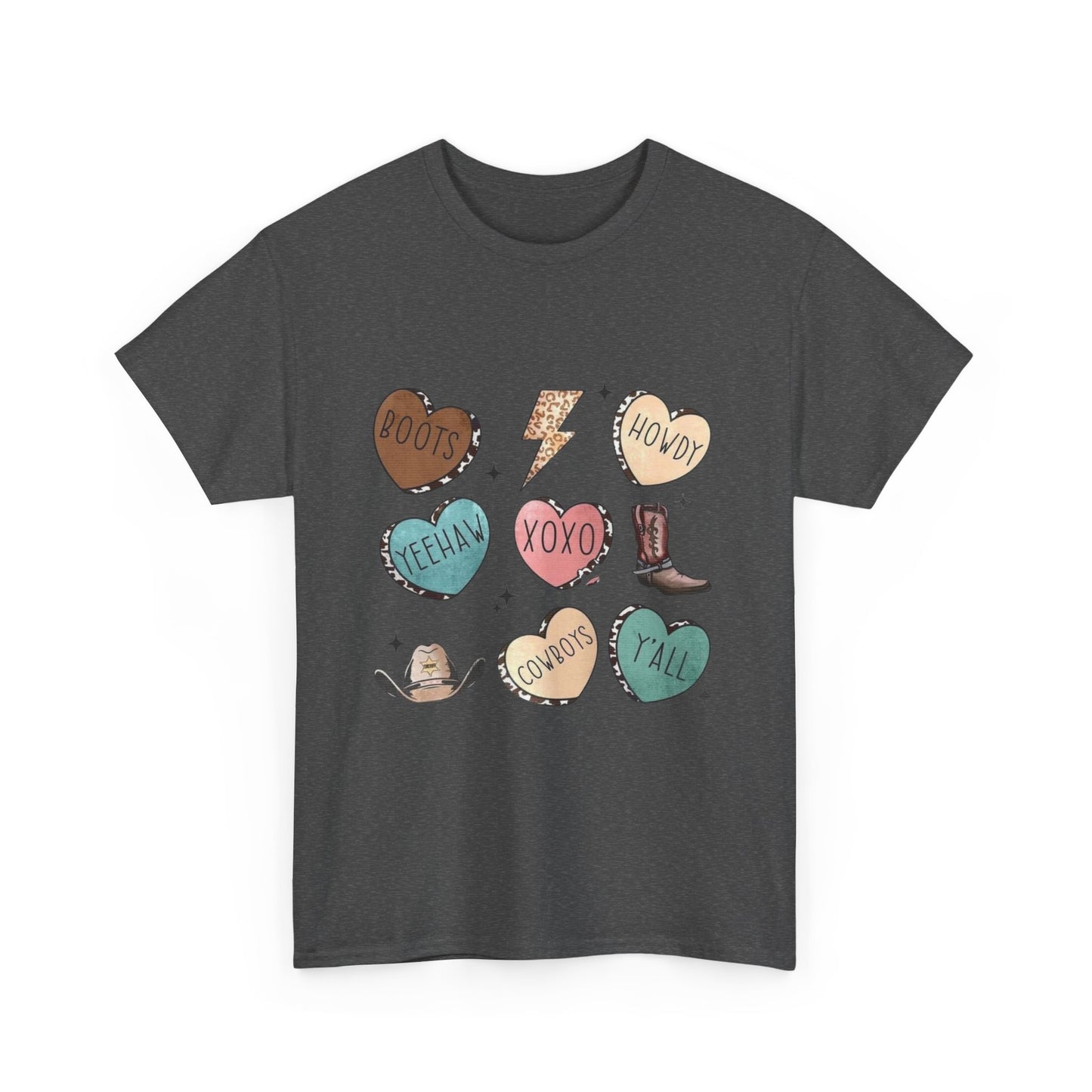 Cowgirl Candy Heart Tee — Cute Western Hearts Graphic T-Shirt (XOXO, Howdy, Y'all)