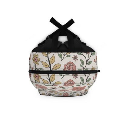 Floral Print Backpack, Cute Backpack for School
