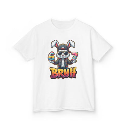 Kids 'Bruh 6 7' Bunny Graphic Tee — Cool Cartoon Bunny Shirt for Kids