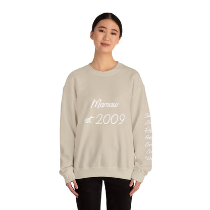 Mamaw Est. 2009 Crewneck Sweatshirt — Personalized Grandma Gift