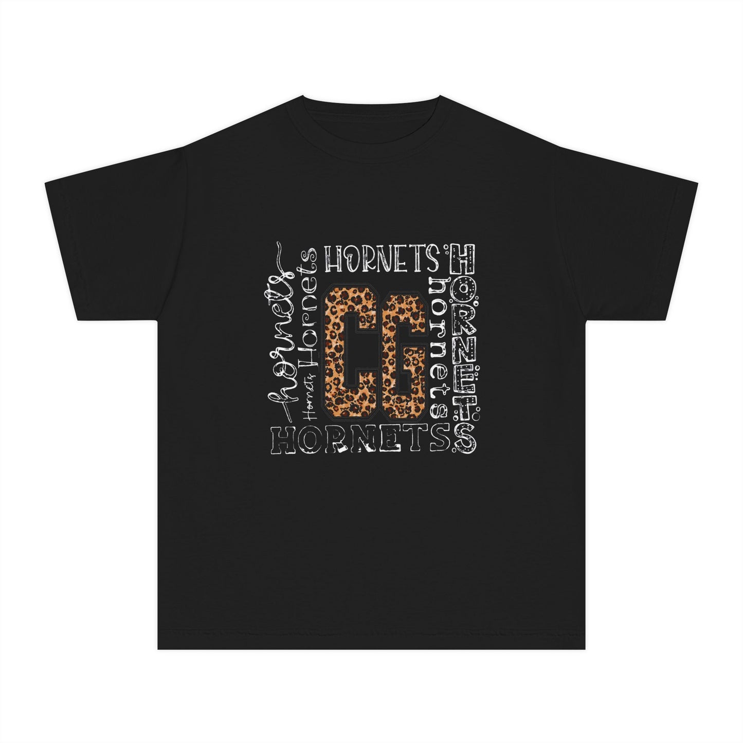 Youth Hornets Tee — Leopard Print 'CG' School Spirit Shirt