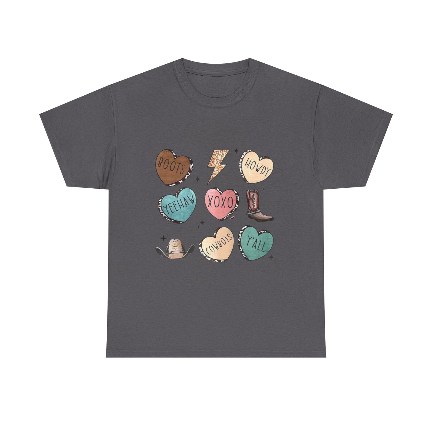 Cowgirl Candy Heart Tee — Cute Western Hearts Graphic T-Shirt (XOXO, Howdy, Y'all)