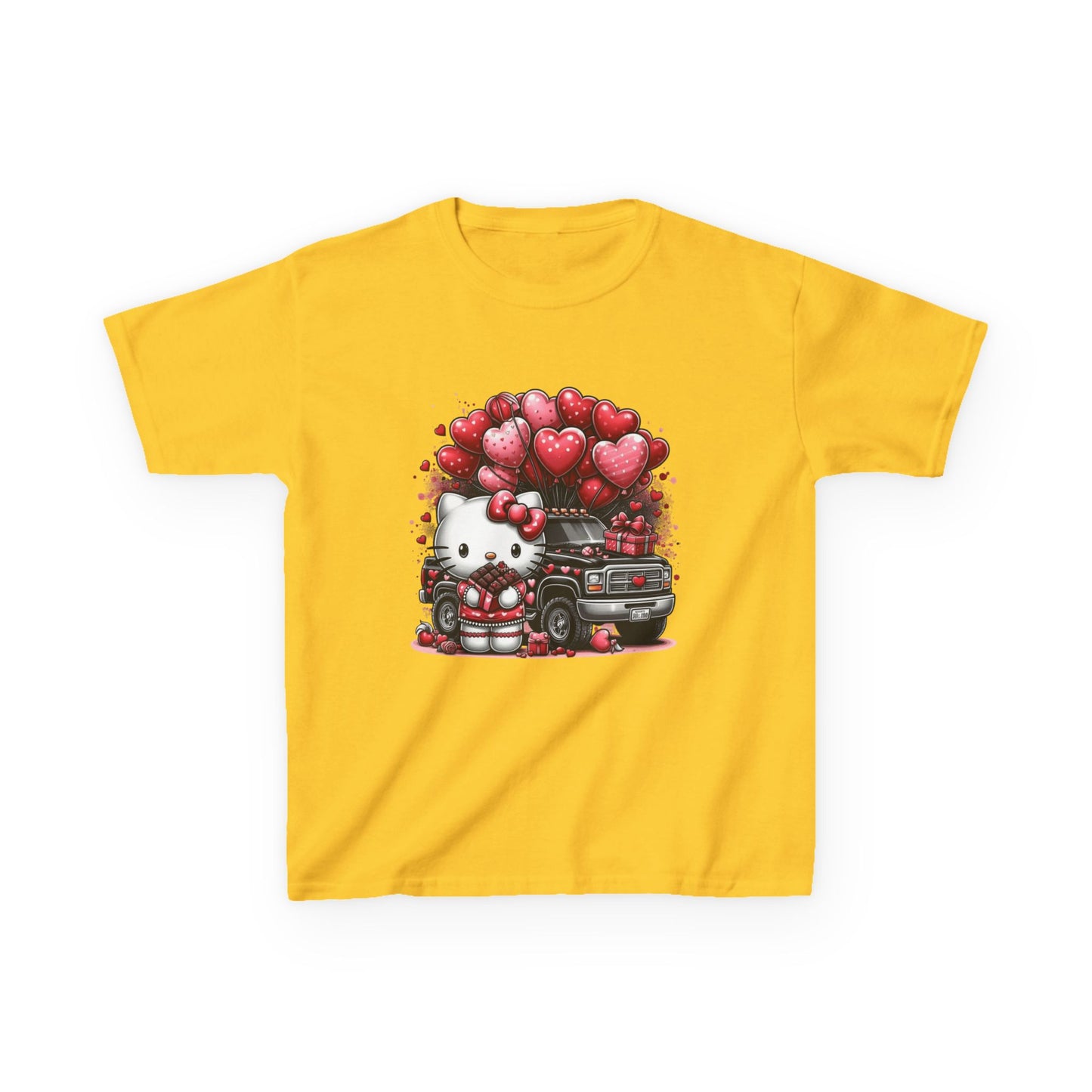 Kids Tee — Cute Kitty with Heart Balloons Valentine Shirt