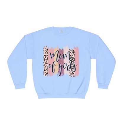 Mom of Girls Leopard Brushstroke Crewneck Sweatshirt