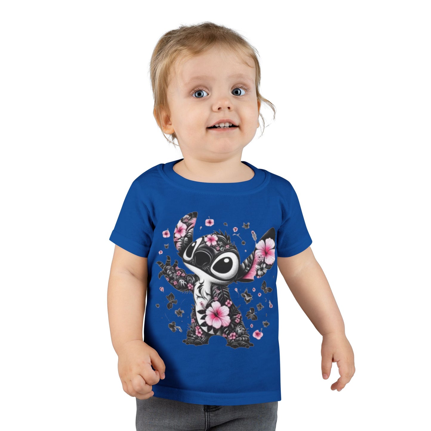 Toddler T-Shirt — Floral Stitch Character Kids Tee (Pink Hibiscus)