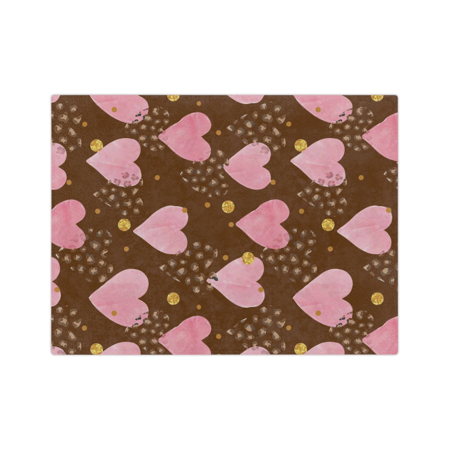 Plush Microfiber Blanket — Pink Watercolor Hearts on Chocolate Background