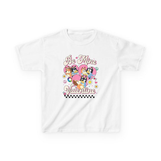 Kids Tee — "Be Mine Valentine" Cute Cartoon Heart Valentine’s Day Shirt