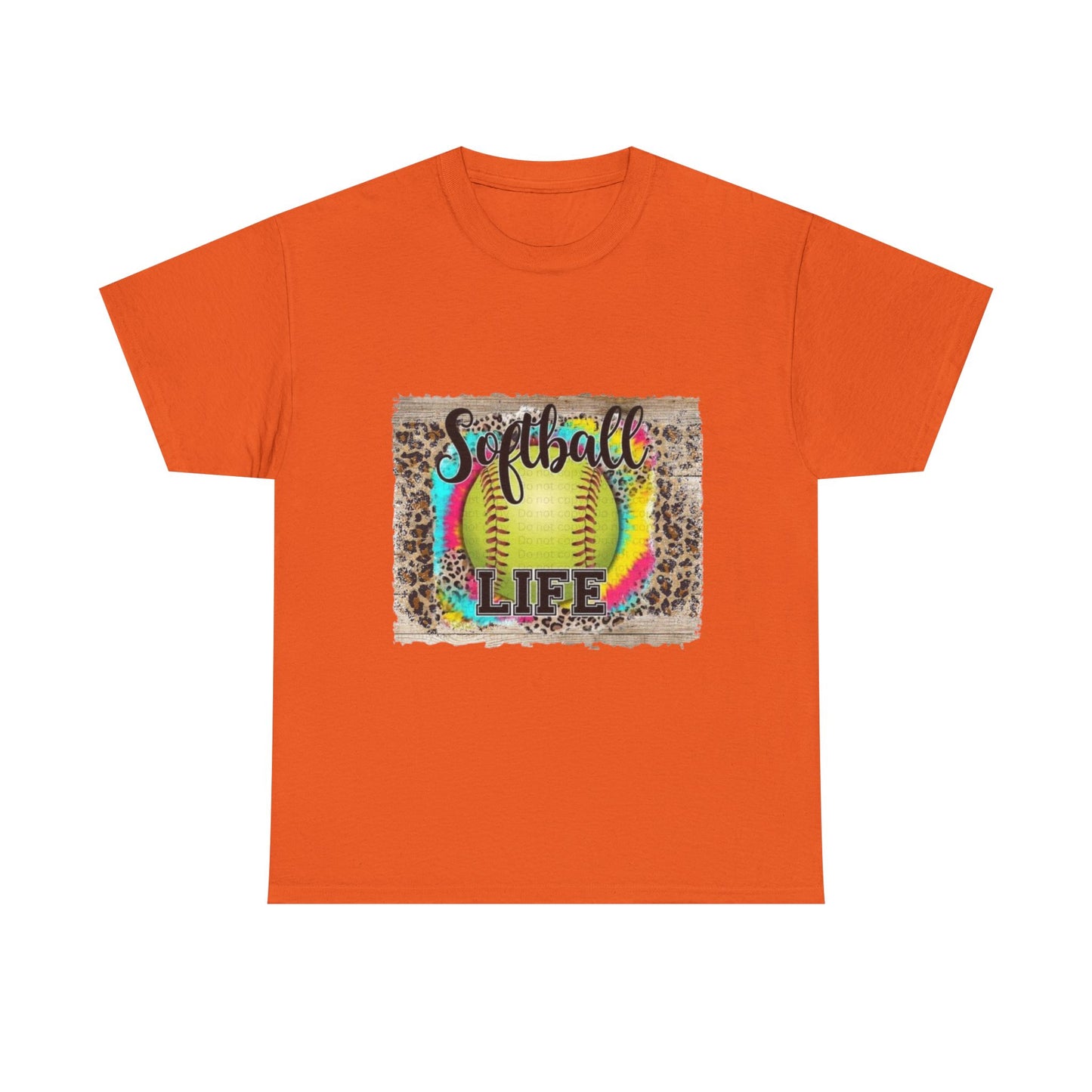 Softball Life Tee — Neon Softball Graphic with Leopard Accent